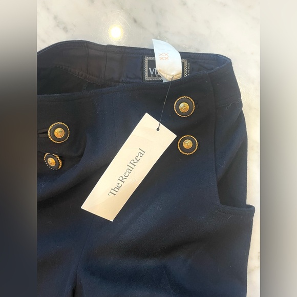 Gianni Versace VTG Wool Wide Leg, High Rise Pants, Sailor, Medusa Buttons, XS - Picture 10 of 12